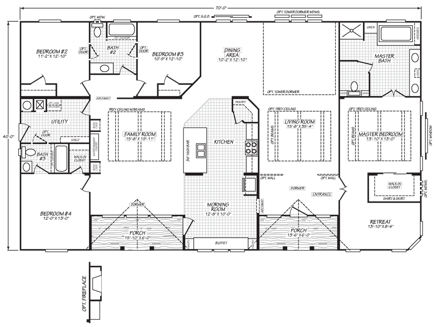 4 Bedroom 3 Bathroom Triple Wide Modular Homes