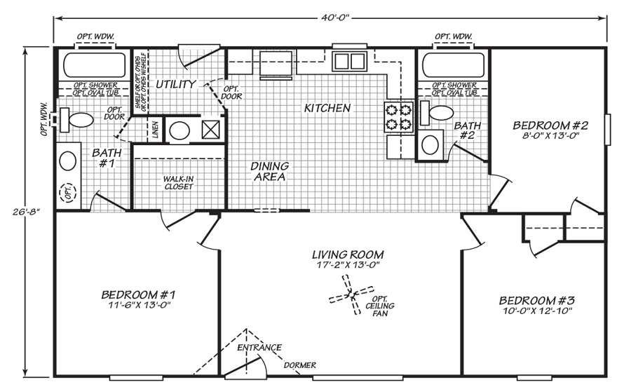 Bauman 27 X 40 1066 sqft Mobile Home | Factory Expo Home ...